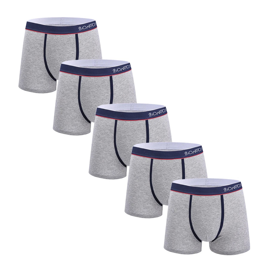5 Pieces Print Cotton Men Underpants BONITOS Boxer Briefs Letter Elastic Waistband Underwear Mens Boxers Classic Men's Panties