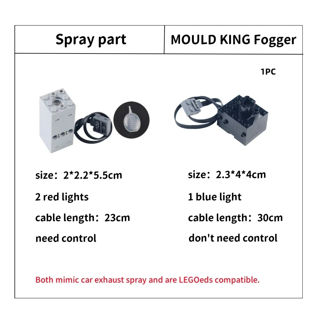 Building Blocks Automatic Spray Smoke Electric Exhaust Modified Sports Car MOC Toys Model Accessories Compatible with Legoeds
