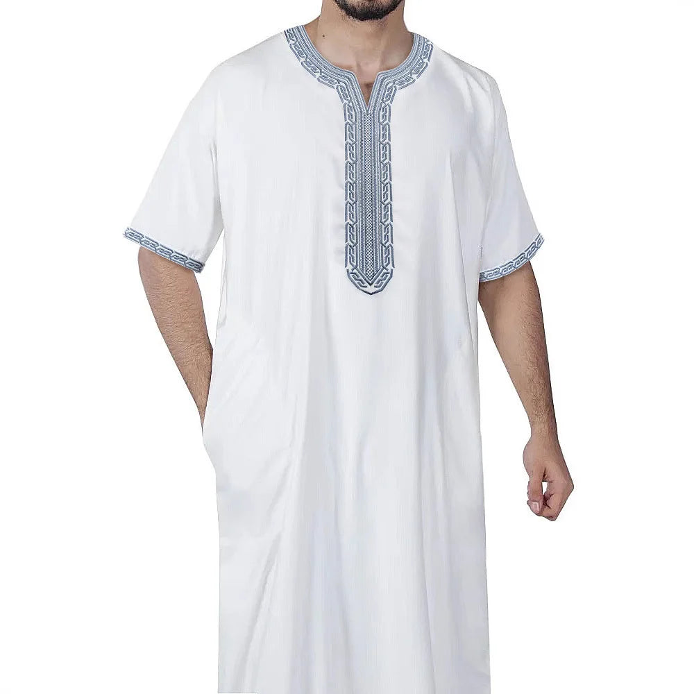 2026 New Embroidered Men's Apparel With Side Pockets Jersey 2026 Muslim Long Dress Robe Abaya Ramadan Dubai Luxury Islam Elegant