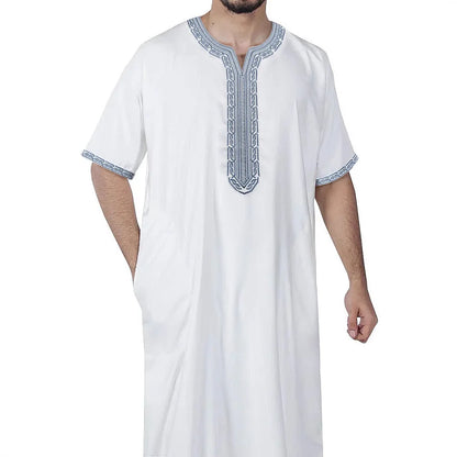 2026 New Embroidered Men's Apparel With Side Pockets Jersey 2026 Muslim Long Dress Robe Abaya Ramadan Dubai Luxury Islam Elegant