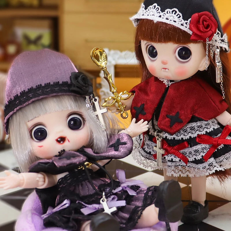 Ob11 Bjd Doll Dolls For Girl 14cm Halloween Collectible Limited Edition Dress Bloody Makeup Cute Christmas Gift Pig Boy Magician