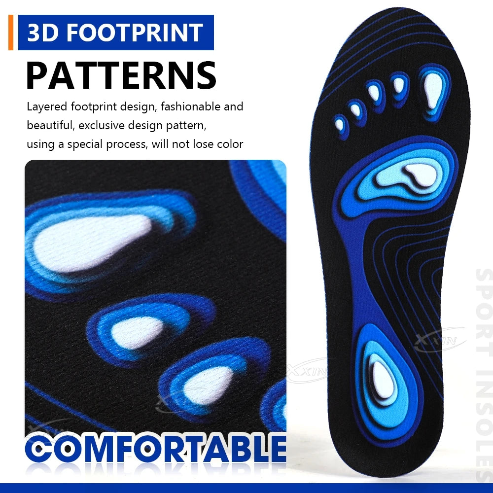 【Xxin】Elastic  Sports Insole Memory Silicone Gel Insoles Breathable Shoe Inserts Men Women Comfortable Shoe Pad Size 34-45