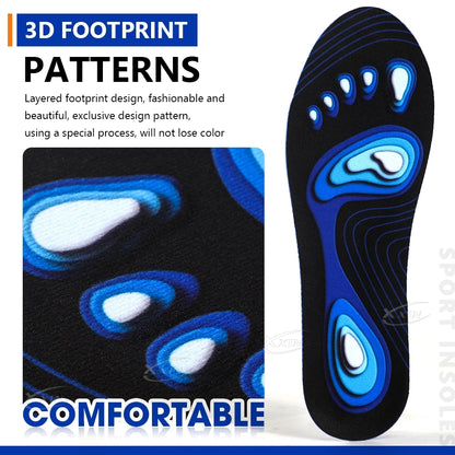 【Xxin】Elastic  Sports Insole Memory Silicone Gel Insoles Breathable Shoe Inserts Men Women Comfortable Shoe Pad Size 34-45