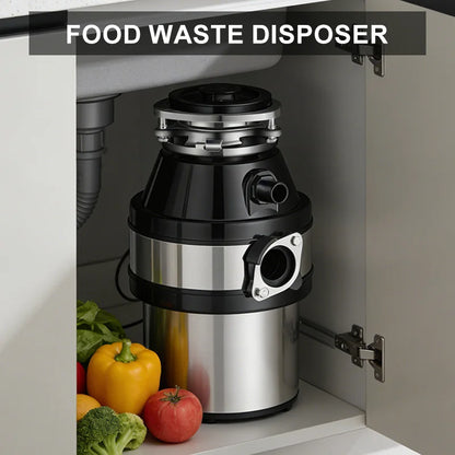 Home Kitchen Garbage Disposer High Speed Grinding With Dishwasher Stainless Steel Body For Bones Fruit Peels Coffee Grounds
