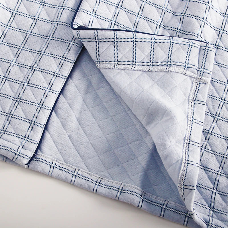 Men's Sleepwear Set Pure Cotton Thickened Warm Home Clothes Casual Plaid Long Sleeve Long Pants Comfortable Breathable Autumn...