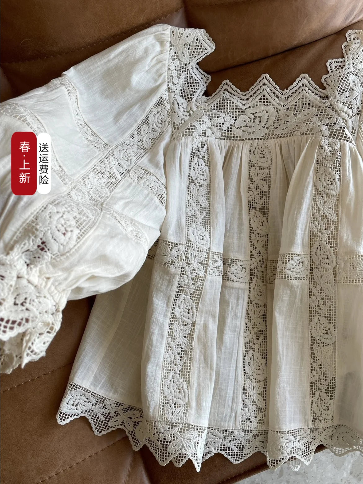 HEIDD Gentle Wave Collar Embroidered Heavy Work Loose Shirt Women's Spring 2026 Breathable Long Sleeve Cotton Gentle Style
