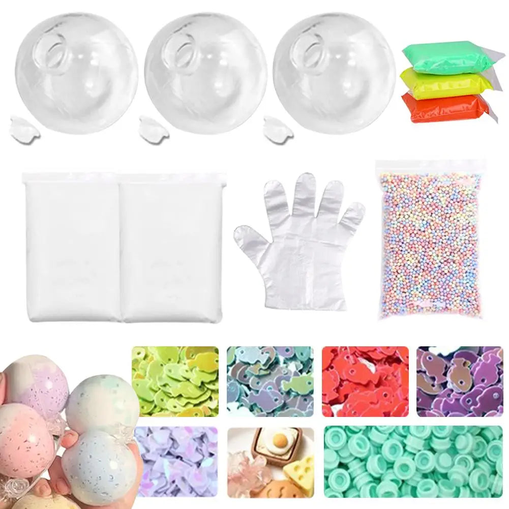 DIY Vacuum Squeeze Ball Stress Relief Kit Blank Ball Skins with Lids Filling Accessories Foam Beads Glitter Slow Rebound Toys