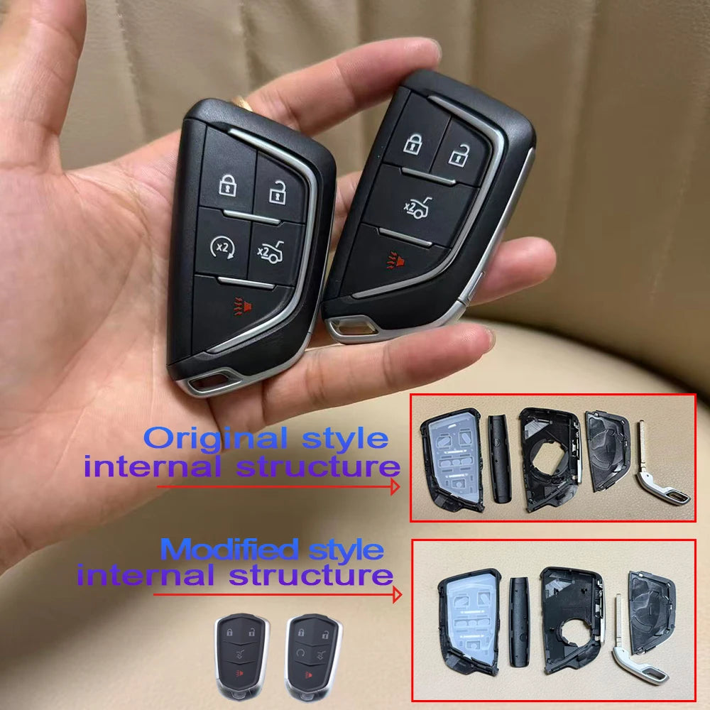 4 5 Buttons Original-Size Car Key Fob Shell Case Housing for Cadillac XT4 CT6 ATS Escalade ESV DTS ELR STS Xt5 XTS CTS SRX ATSL