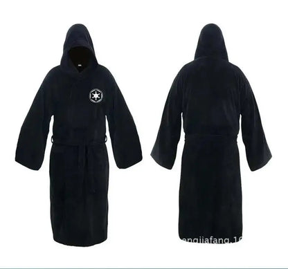 Jedi Cosplay Nightgown Male Homewear Flannel Robe Male With Hooded Thick Star Dressing Gown Empire Men's Bathrobe Winter Robe