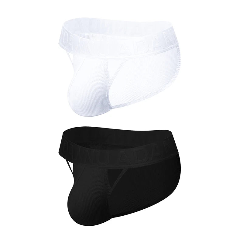 Men's 100% Cotton Ribbed Briefs U Convex Pouch Embossed Elastic Waistband Soft Skin-Friendly Breathable Underwear