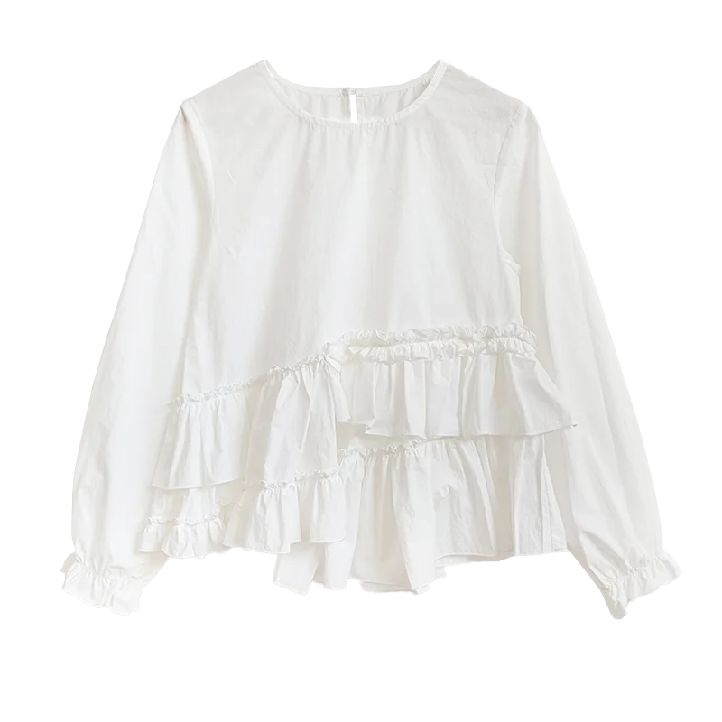 Shirt imakokoni 2025 spring and summer pure cotton washed lace irregular design sense top for women 255041+244960+244925