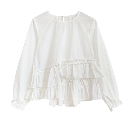Shirt imakokoni 2025 spring and summer pure cotton washed lace irregular design sense top for women 255041+244960+244925