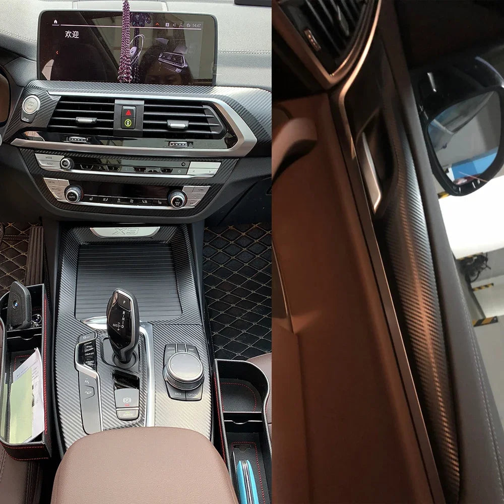 For BMW X3 X4 G01 G02 2018-2020 Interior Central Control Panel Door Handle Carbon Fiber Stickers Decals Car styling Accessorie