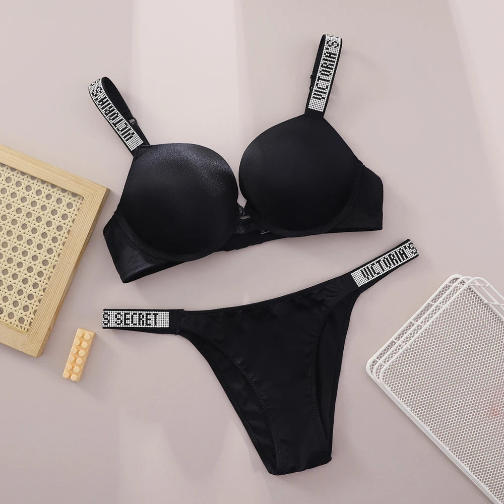 V Bra Panty Set Women Lace Push Up Bralette Seamless Comfortable Breathable Lingerie Home Wear Set Lingerie Set Underwear Set