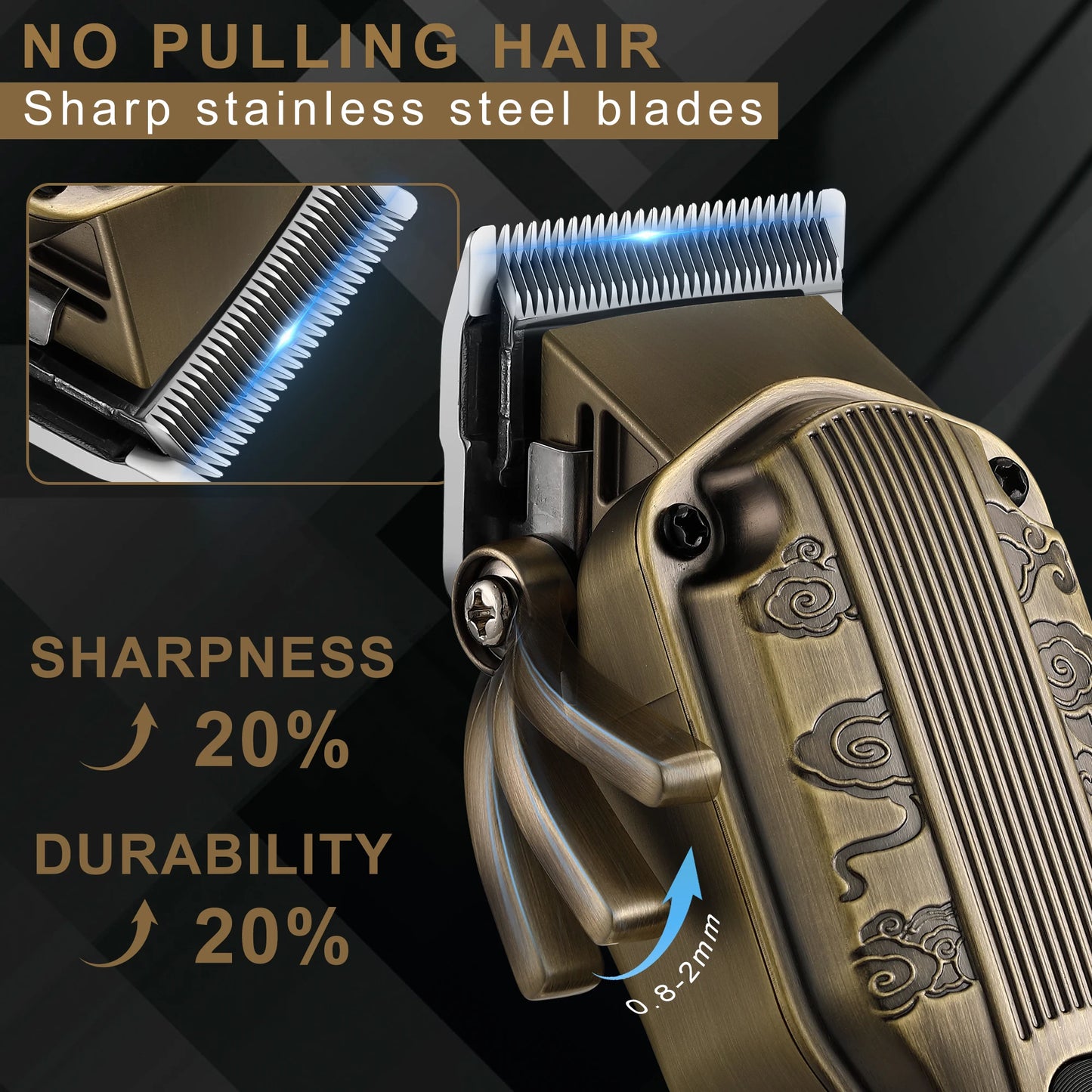 2PC Professional Hair Cutting Machine Cordless Beard Trimmer Electric Clipper for Men USB Rechargeable Barber Tool