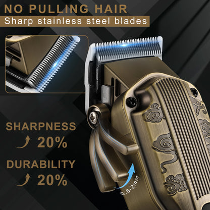 2PC Professional Hair Cutting Machine Cordless Beard Trimmer Electric Clipper for Men USB Rechargeable Barber Tool