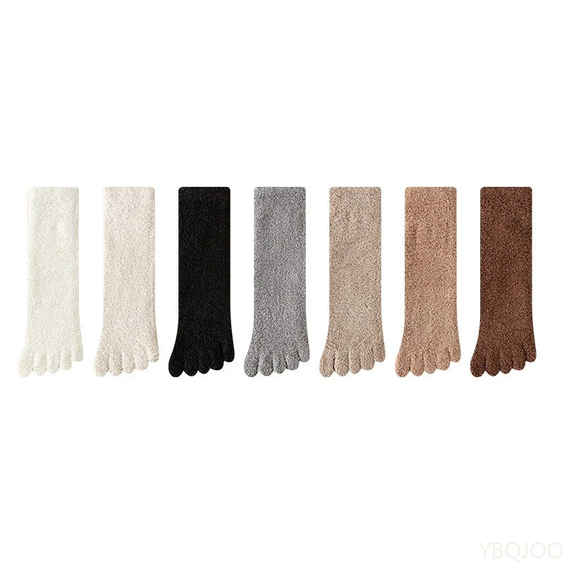 7 pairs Men's winter thick fashionable versatile five finger socks casual comfortable warm split toe sleeping socks