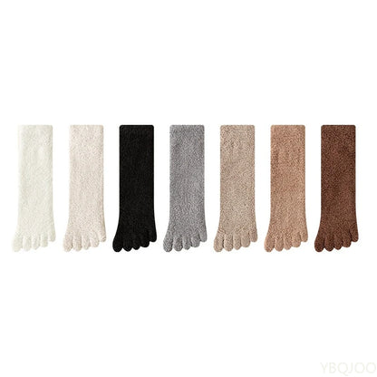 7 pairs Men's winter thick fashionable versatile five finger socks casual comfortable warm split toe sleeping socks