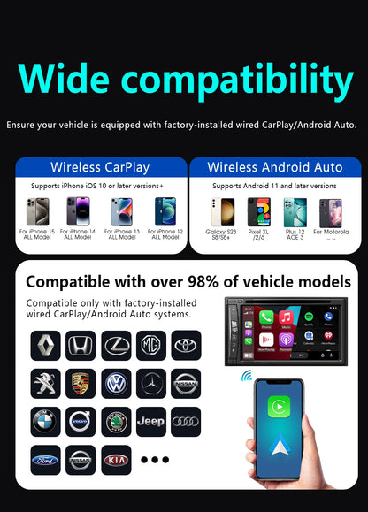2026 Upgrade 4-in-1 Wireless Carplay Mirror Link Adapter Wired to Wireless Android Auto Plug & Play 5GHz WIFI For Wired Carplay