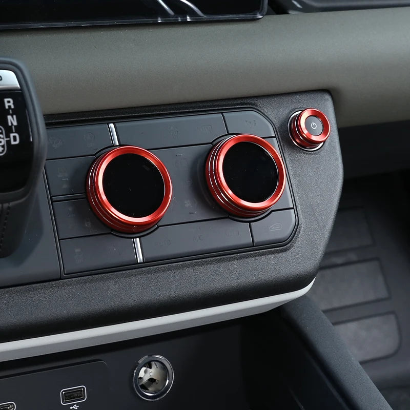 cheya Car central control air conditioner volume knob decorative cover For Land Rover Defender 110 2020+ Aluminum accessories