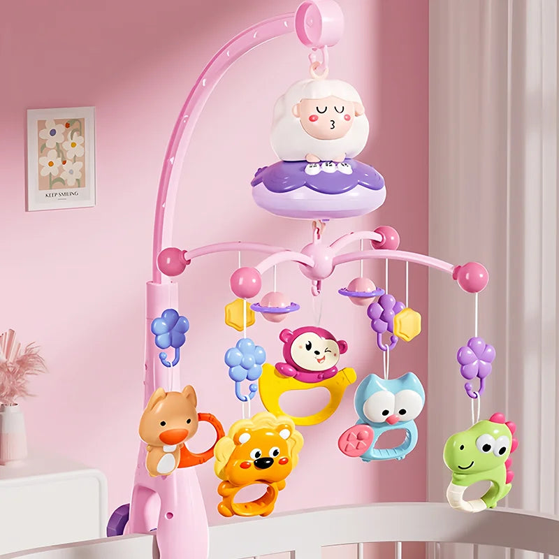 360° Sheep Musical Baby Crib Mobile Rotating Soft Light Bed Bell Toy Four Speed Timming Hanging Infant Newborn Bedside Gift