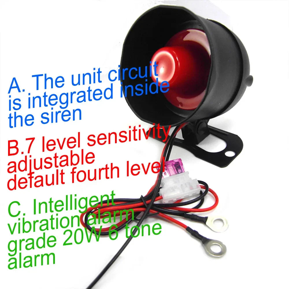 NEW Portable Universal 12V Vehicle Burglar Alarm Security Protection Auto Car Alarm System  & 2 Remote Control Auto Burglar
