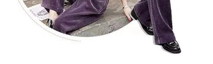 Fashionable Corduroy Set Women's Autumn Winter New Style Elegant Lady Fragrance Wind Coat Wide Leg Pants Two Piece Suit