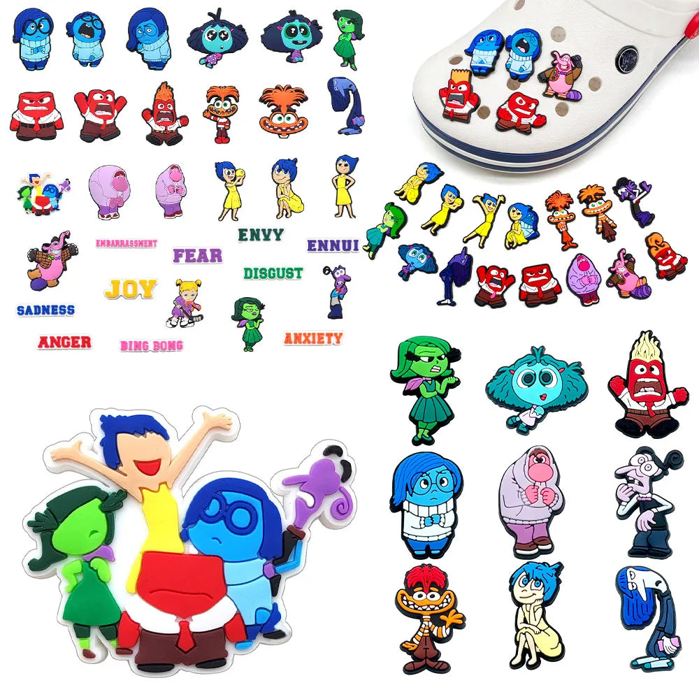 Hot Sales Cartoon Hot Toys Inside Out Series PVC Shoe Accessories Wristbands Slipper Decoration DIY Creativity Party Gifts