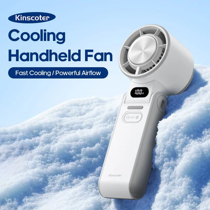 KINSCOTER Portable Air Cooling Turbo Fan 3600mAh 100 Wind Speeds Adjustable Outdoor Foldable Student Handheld Fan with Lanyard