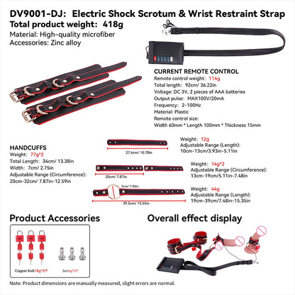 FRKO Electric Pulse Genital Testicle Restraint Straps PU Leather Handcuffs Body Restraint Slave Gay Bdsm Sex Toys For Men 18+