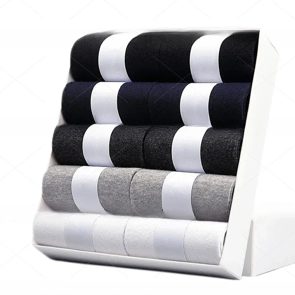 5 10 Pairs Men Socks Cotton Blend Black Business Casual Soft Breathable for  Spring Summer Autumn Winter Size 6-13