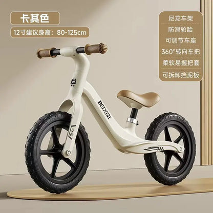 Kids Balance Bike No Pedal For 1 To 8 Yrs Old With Air Tires Nylon Fiberglass Frame Non Slip Silicone Grips Comfy Seat