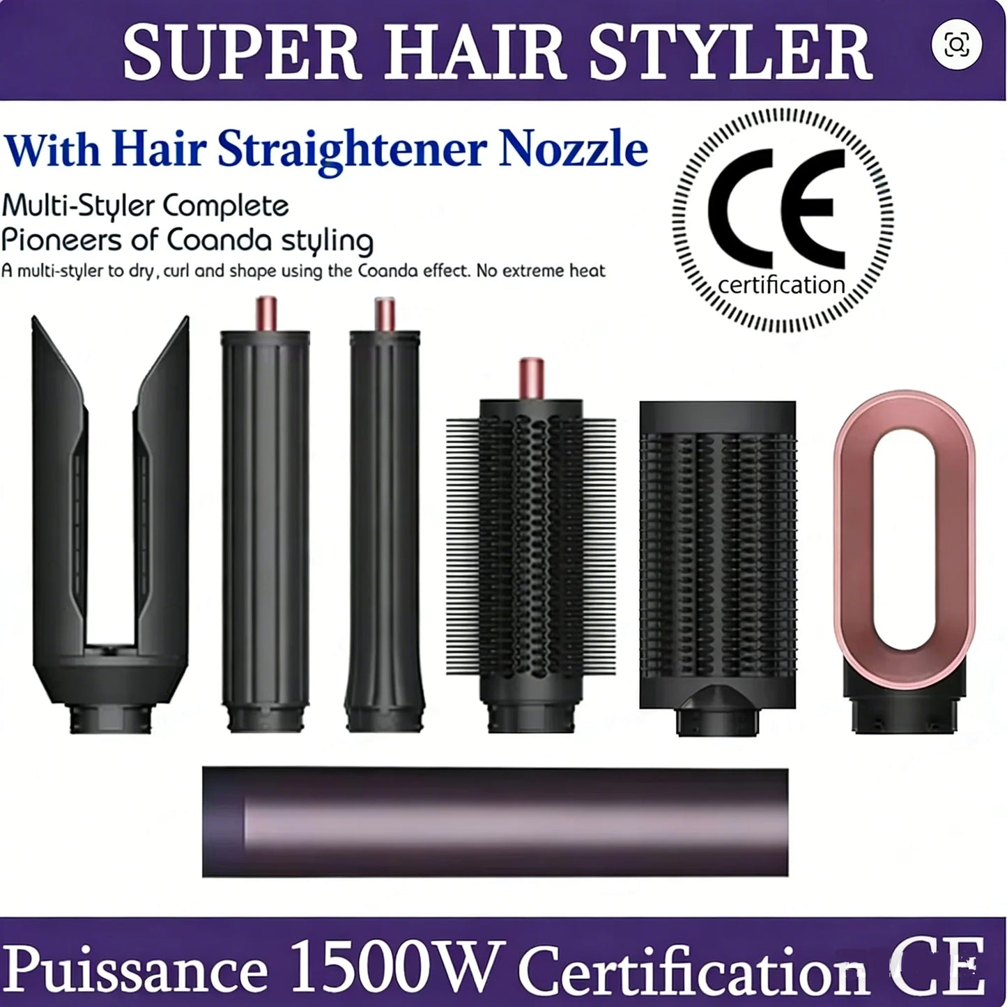 SenCiciMen 6-in-1 Multi Hair Styler, Hot Air Brush, Curling Iron & Hair Dryer, Multifunctional Curling Barrel for Daily Hair Sty