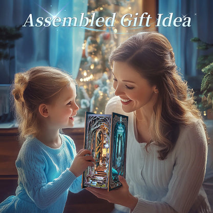 CUTEBEE Book Nook DIY Wooden Dollhouse Minature Model Easy Assembly Model Building Kits Birthday Gifts for Adults Teens