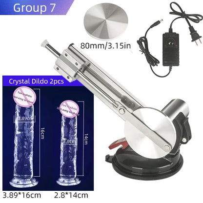 Reciprocating Sex Machine Dildo Stroke 65mm Mini Telescopic Sex Machine with Dildo Masturbation Sexual Kits with 80mm Plate