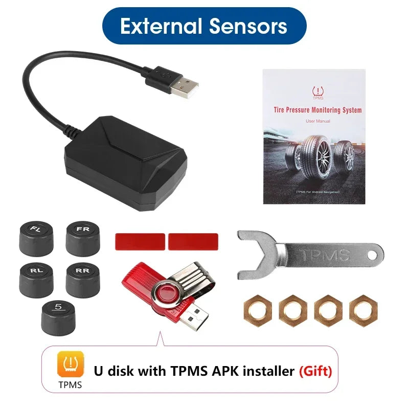 TPMS Car Tire Pressure Alarm Monitor Display System for Android USB Car Navigation Player Temperature Warning Sensors Tire Gauge