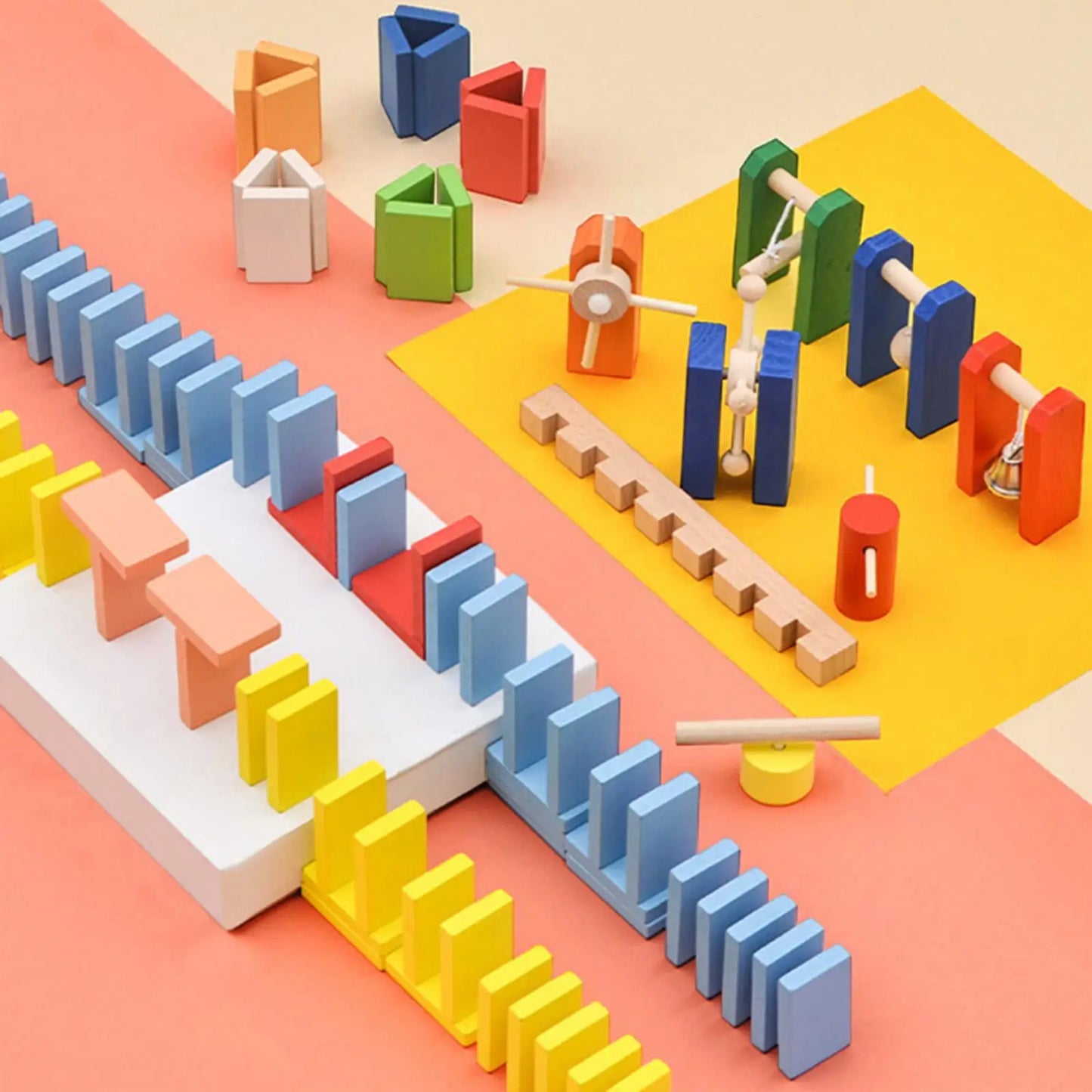 80x Colorful Wooden Building Blocks Kid Educational Toys Gift for Boys Girls