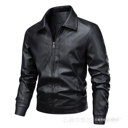 New Leather Jacket Men's Spring Men's Slim Lapel Jacket Men's Top Windproof Casual Jacket Men Motorcycle Jacket Men Clothing