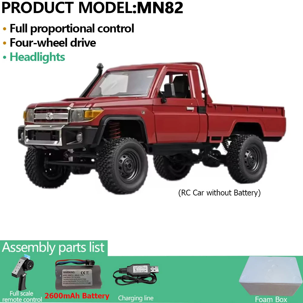 MN82PRO MN82 1/12 RC Car 4WD 2.4G Remote Control Car Simulation Classic All-terrain Off-road LED Light RC Truck Toys As Kid Gift