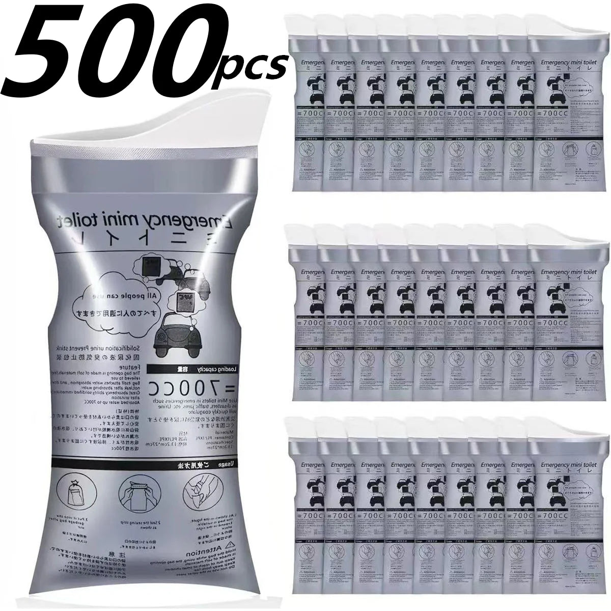 Disposable Urine & Vomit Bags, 700ML Portable Urinal for Women/Men, Emergency Travel, Camping, Traffic Jam, Pregnant, Patient