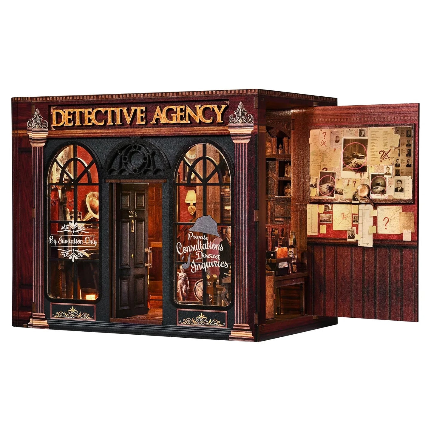 Book Nook Kit Detective Agency DIY 3D Wooden Puzzle Bookshelf Insert Dollhouse Model Bookend Building Home Decoration Gifts