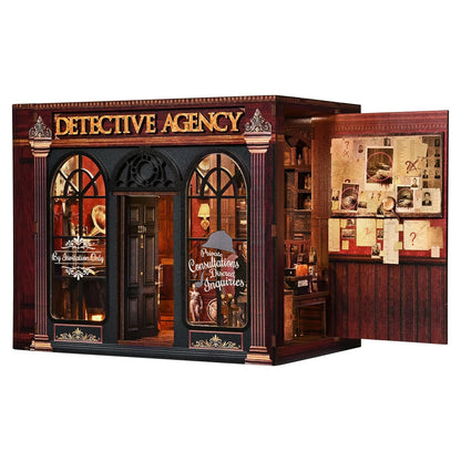 Book Nook Kit Detective Agency DIY 3D Wooden Puzzle Bookshelf Insert Dollhouse Model Bookend Building Home Decoration Gifts