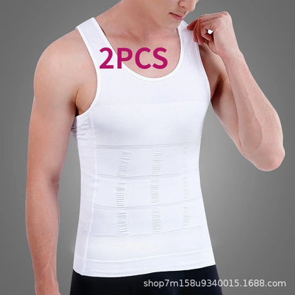 New Slimming Body Shaper Chest Binder Slimming Waist Vest  Men's T-shirt Vest Sleeveless Fitness Sports Clothes Vest Sleeveless
