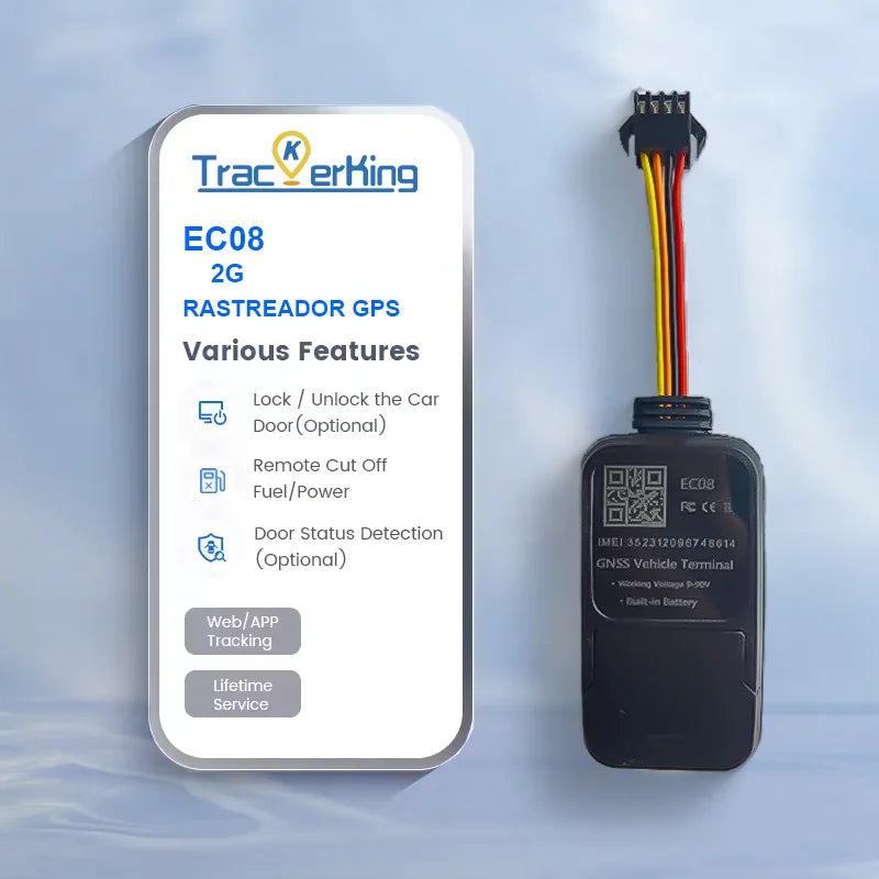 TrackerKing Car GPS Tracker EC08 2G Version Built Battery GSM GPRS Vehicle Anti Theft Tracking Device Monitor Locator Remote