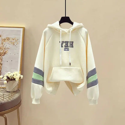Sports Set for Women in Spring and Autumn New Korean Version Color Blocking Hooded Top Casual Pants Age Reducing Two-piece Set