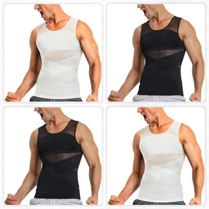 Men's Beer Belly Slimmer Shaping and Compression Vest Men's Shapewear Top – Compression Abdominal Control and Breathabl
