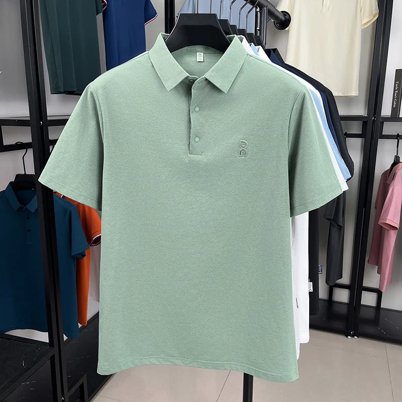 New Men's Short Sleeved Printed Polo Shirt Summer Luxury Brand Fashion Business Cool Anti Wrinkle Lapel T-shirt Top Men's Wear