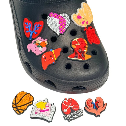 10Pcs Cartoon Human Organs Model Pvc Garden Shoe Decorations Buckle Button Clog DIY Wristbands Sandals Shoes Charms Kids Gift