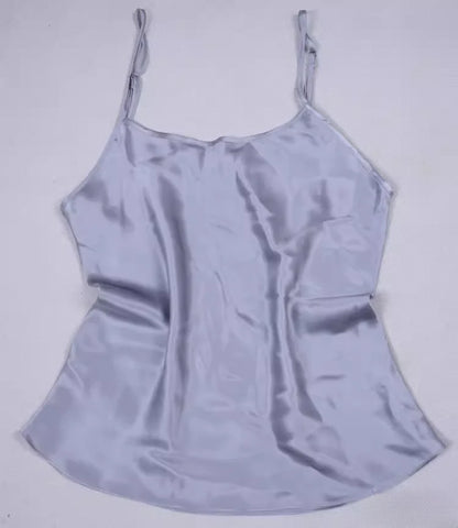 Women's 100% Mulberry Silk 16 momme Spaghetti Strap Camisole Tank Top Vest Sleepwear M-4XL YM002