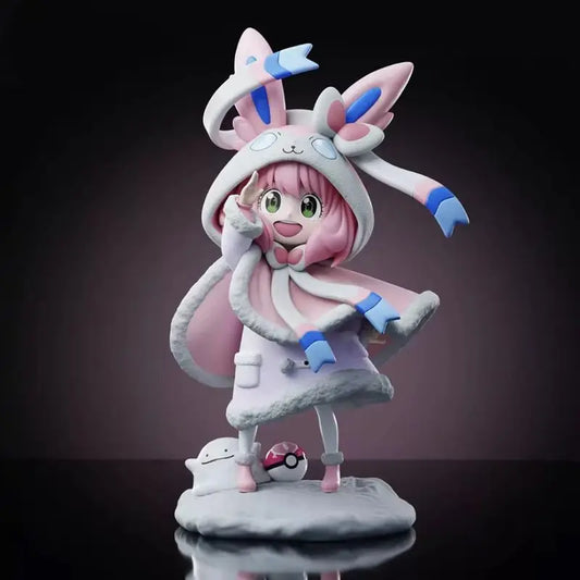 Spy X Family Anya Forger Sylveon Cos Figure 19cm Kawaii Cartoon Character Doll Ornaments Children S Toy Gifts Collectible Model